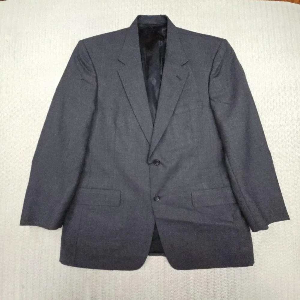 Roundtree & Yorke Blazer Mens 42 Gray Two Button Classic Fit Suit Jacket USA